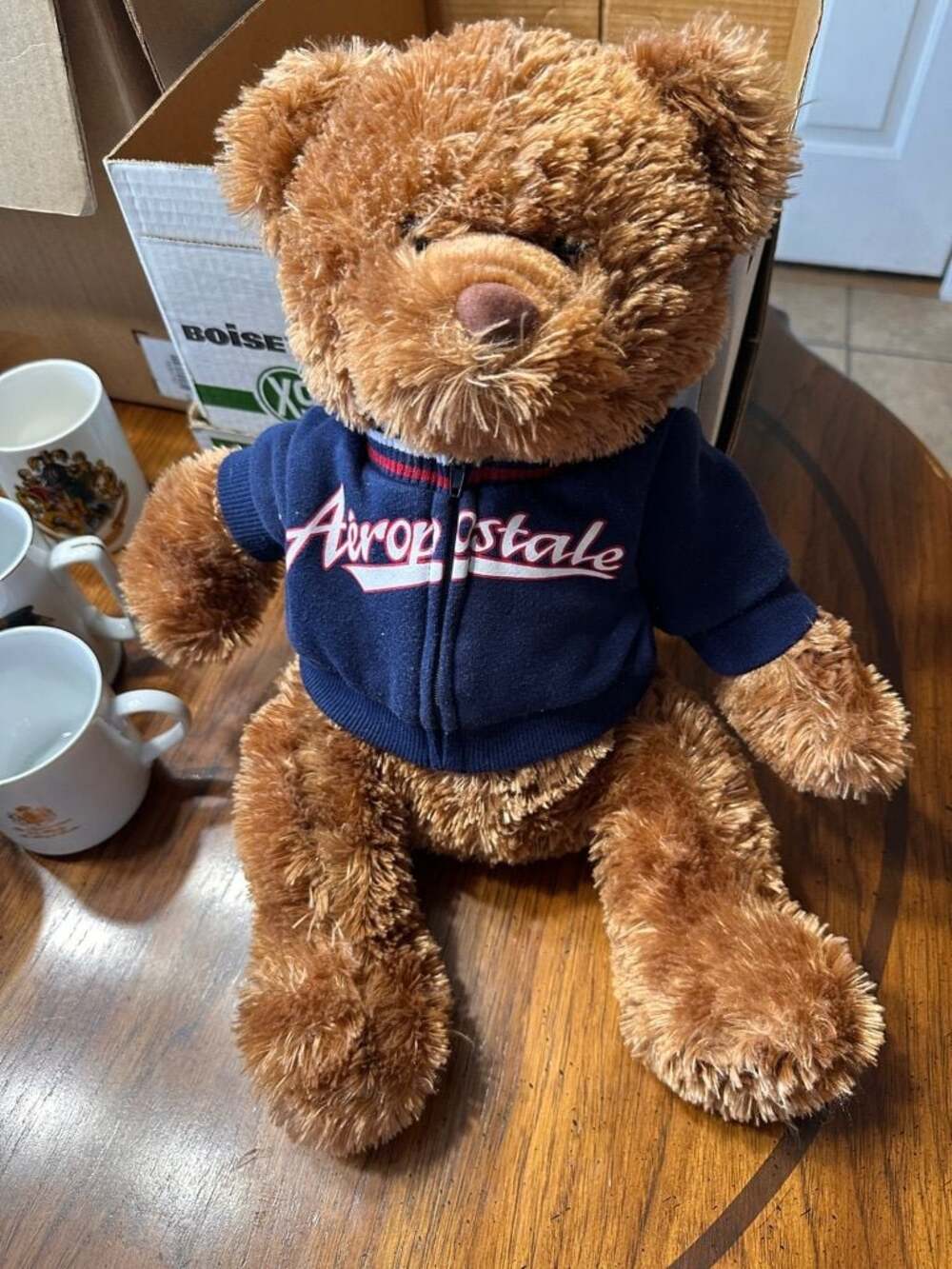 Aeropostale Branded Plush Teddy Bear in Navy Zip-Up Hoodie